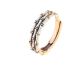 Adjustable Bamboo-Inspired Silver-Toned Copper Ring with Retro Floral Design